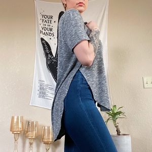Side slit grey marled tee tunic